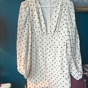 Urban Outfitters “Willow” Polka Dot Dress | Sheer Sleeves, Button Front (S)